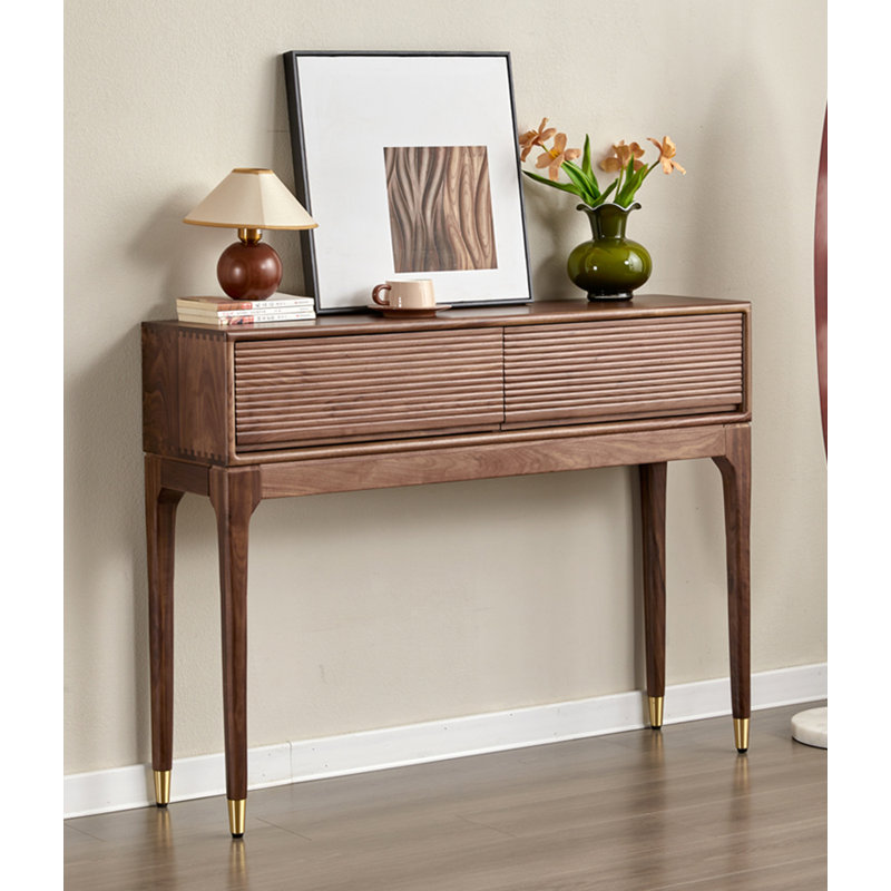 35.43" Walnut colour Rectangular Solid Wood Console Table, 35.43" H x 43.31" W x 12.6" D
