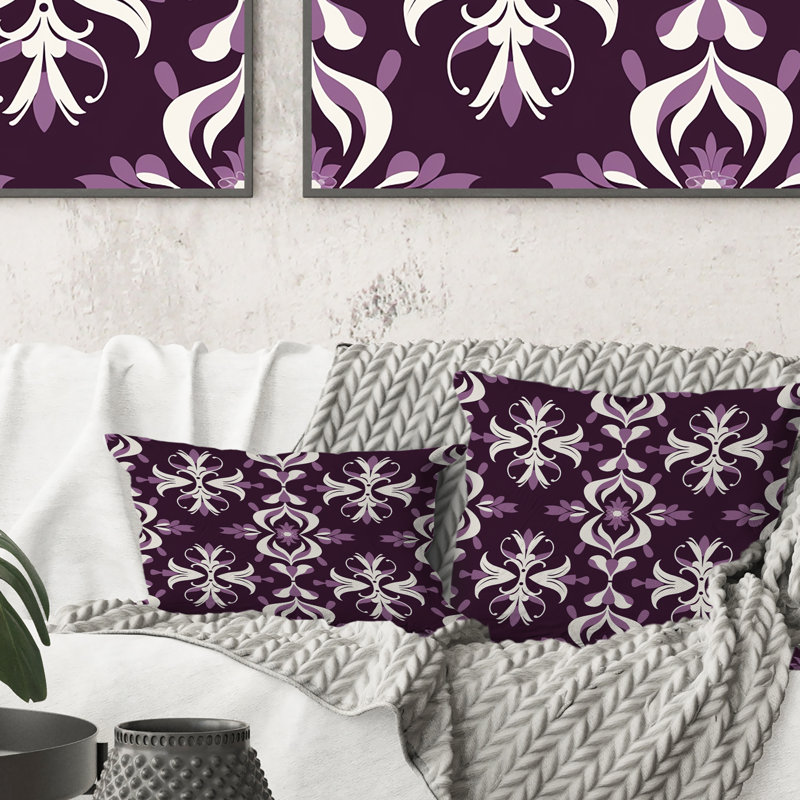 Coussin lombaire mauve damassé Elegance