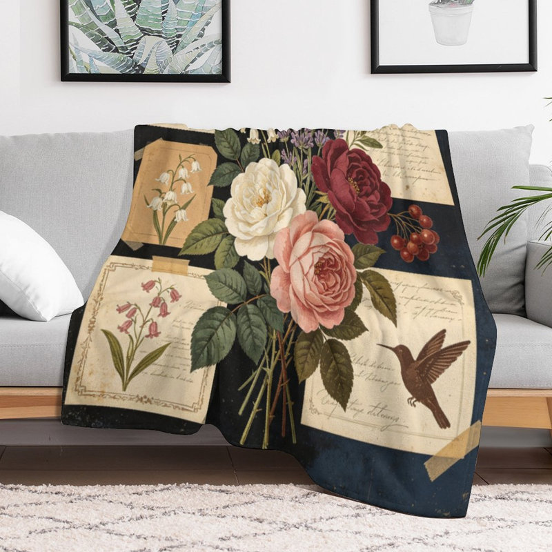 Jeté en flanelle Vintage Floral Botan Vintage, 30 po x 40 po