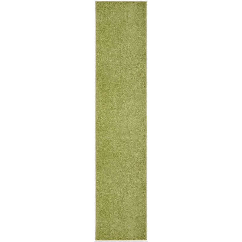 Mullican Sandy Solid Green Easy Care Indoor/Outdoor Area Rug, Runner 2'2" x 16'