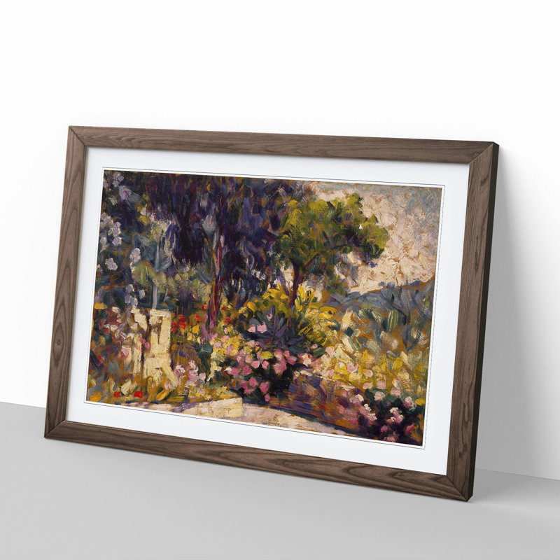 Flowered Terrace by Henri-Edmond Cross - Framed Print, 27cm H x 36cm W x 2cm D, Walnut Framed
