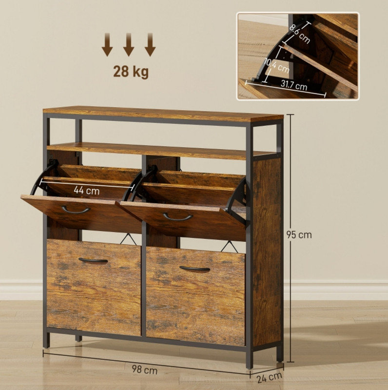 20 Pair Flip Down Shoe Storage