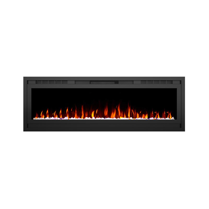 Nazaret WiFi Smart Recessed Wall Mounted Electric Fireplace Insert with Remote, Overheating Protection, Logset and Crystal, Touch Screen, 1500W/750W