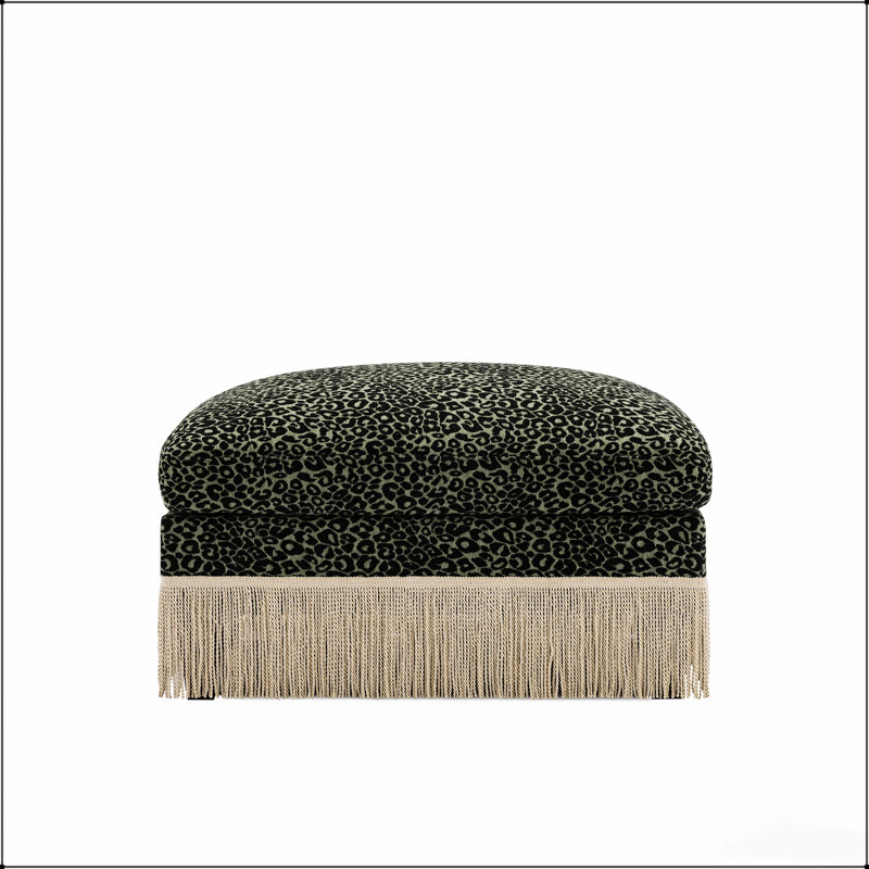 Repose-pieds en chenille à imprimé léopard - Repose-pieds doux, moelleux et élégant pour les intérieurs modernes, Khaki+Black