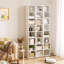Tour média blanche à 8 niveaux, armoire de rangement CD / DVD mince avec tablettes réglables, bibliothèque étroite pour la maison et le bureau