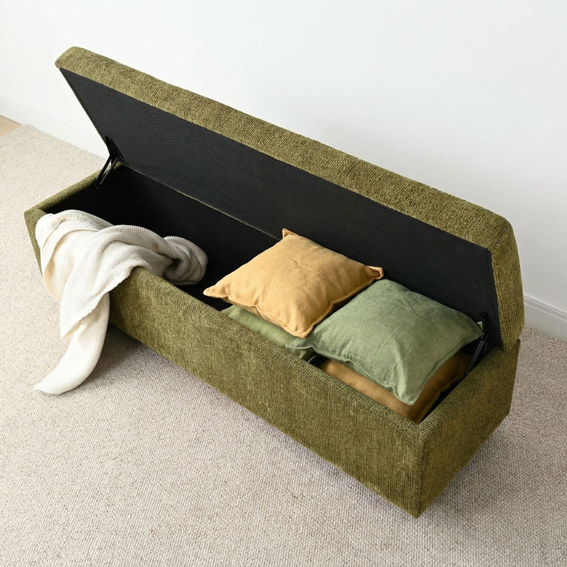 Banc de rangement rembourré 60 po Modern, Vert