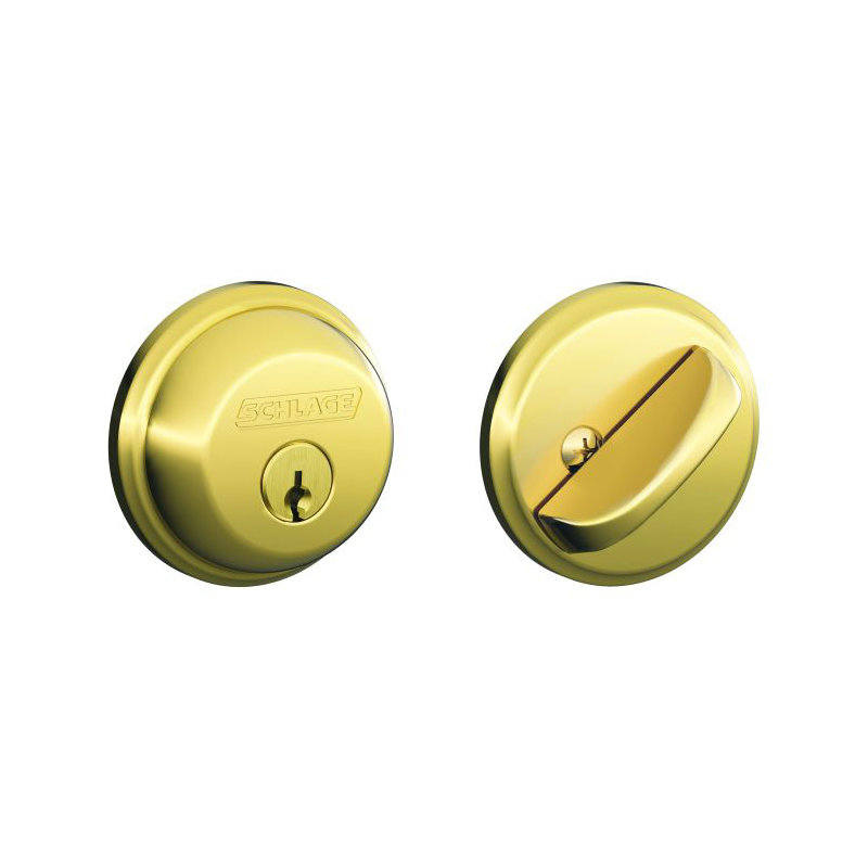 Schlage Bright Brass Zinc Single Cylinder Deadbolt, Yes