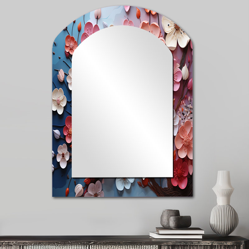 Pomme Blossom Harmony I - miroir mural décoratif en forme de pomme, miroir asymétrique traditionnel, impression d'art en métal