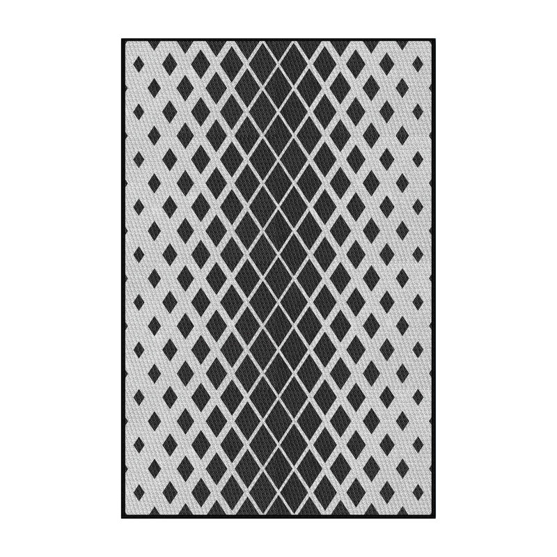 Tapis noir/gris à motifs, Rectangle 5 pi x 7 pi