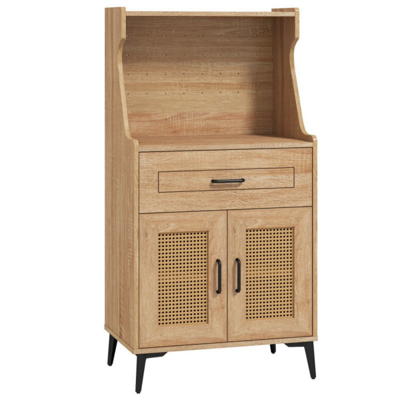 Armoire à café avec panneau perforé, tiroir de rangement et tablette réglable