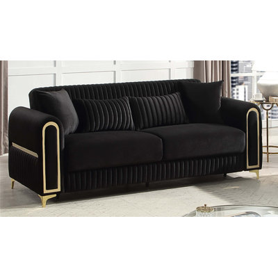 Modern Upholstered Sofa With Solid Birch Wood Frame, Pocket Coil Seating And Stainless Steel Legs