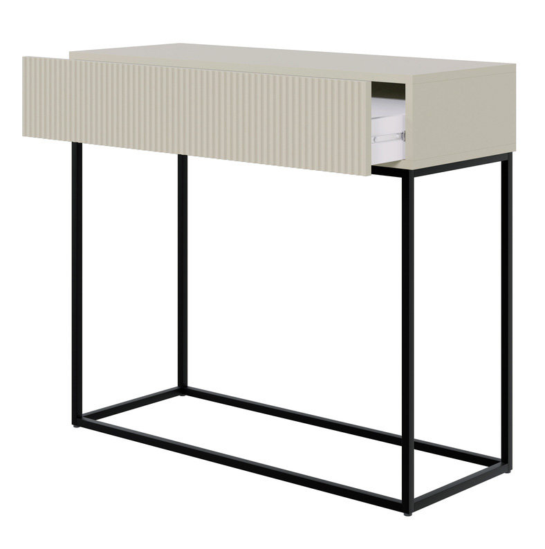 Veldio 90 cm Console Table with Black Legs, Beige