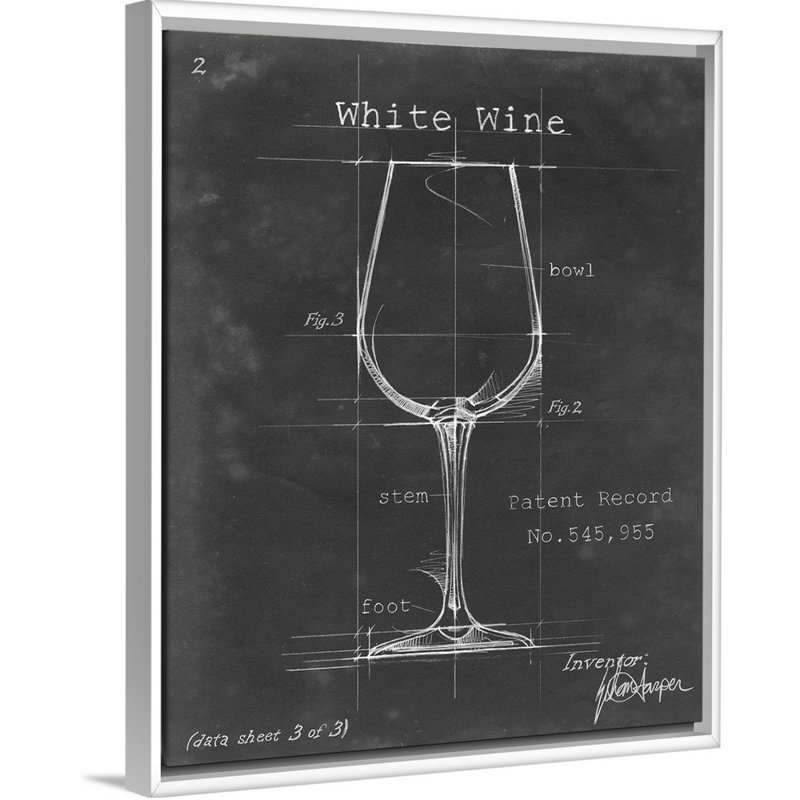 Barware Blueprint IV - Impression sur toile, H 21,7 po x l 17,7 po x P 1,75 po, Cadre flottant blanc