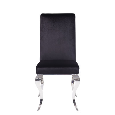 Ensemble de 2 chaises d'appoint en tissu noir et acier inoxydable Fabiola
