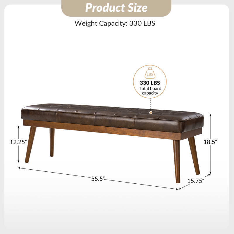 Banc en cuir véritable Bittoo, Chocolat