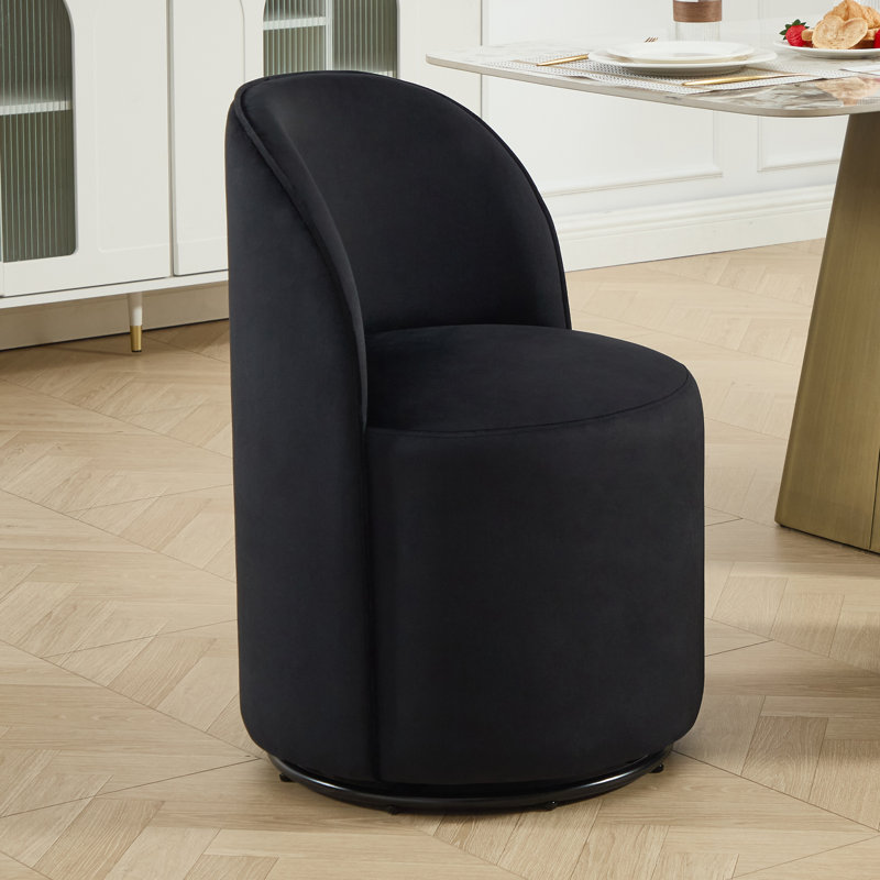 Upholstered 18.3'' Height Swivel Dining Chair, Black
