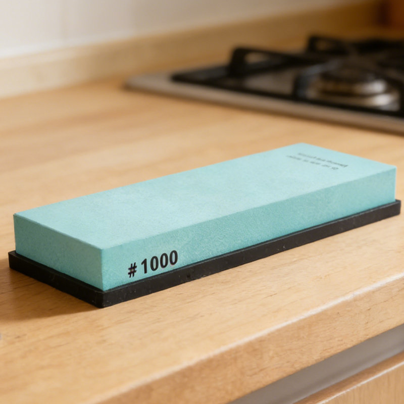 Pierre à aiguiser 1000 grains Whetstone blanc Corindon anti-dérapant base silicone multi-usage vert