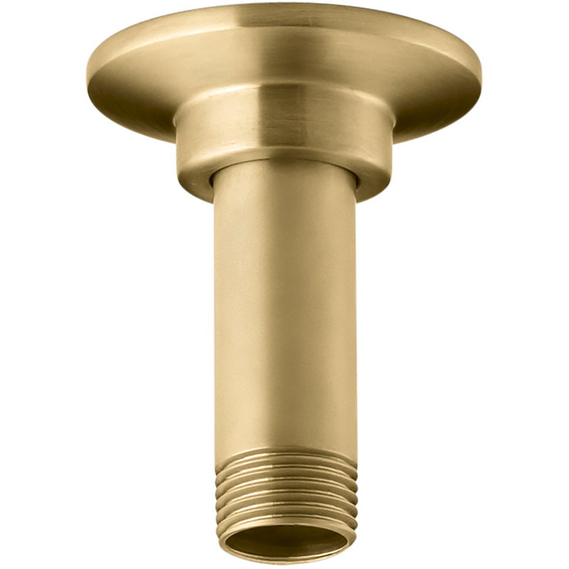 Mastershower Straight Ceiling-Mount Showerarm and Flange, Vibrant Brushed Moderne Brass