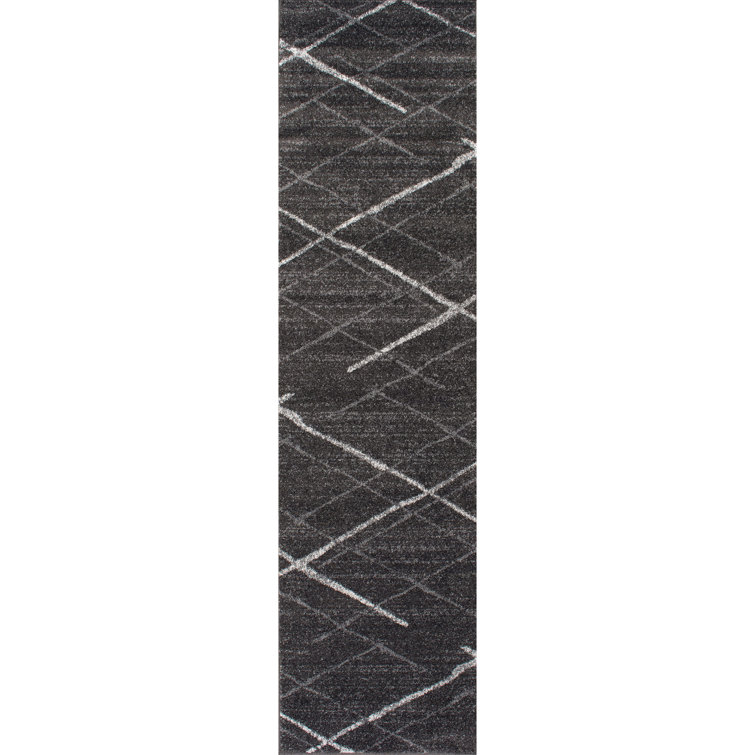 Amiia Abstract Power Loom Performance Dark Gray Rug