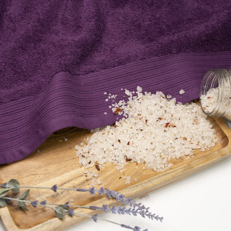 Ensemble de serviettes 8 pièces 100% coton Doncia, Gris foncé / prune