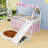 Twin Metal Loft Bed With Curtain, Slide And Ladder-1849869614