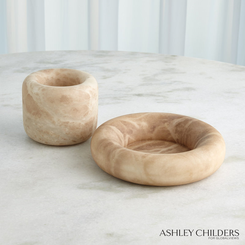 Alabaster Ring Bowl-Grey-Tall, Sand