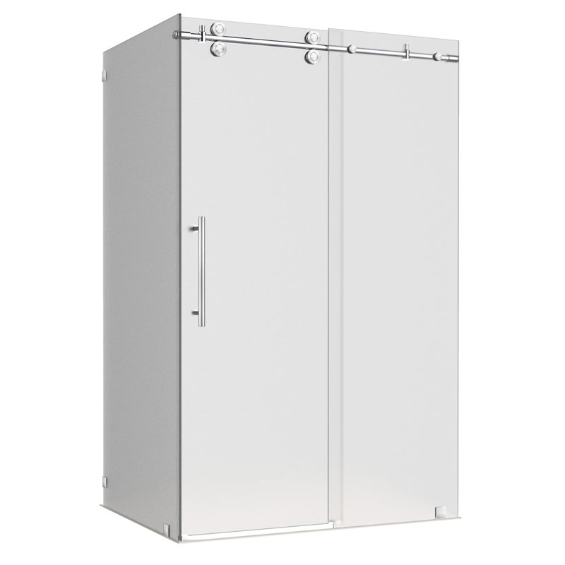 Langham 48" x 75" Rectangle Sliding Shower Enclosure, Stainless Steel