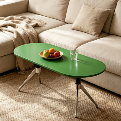 55.12"W Oval minimalist writing desk, sleek office table with anti-wobble metal legs for small apartment bedroom home office nooks