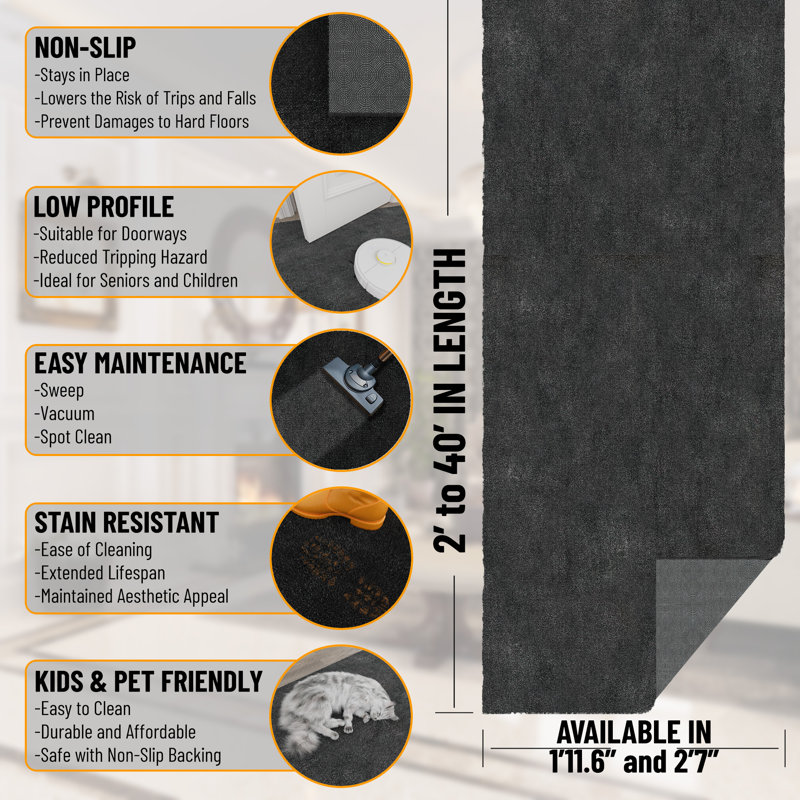 Maile Soft Performance Non-Slip Indoor Rug, Runner 1'11.6" x 5'