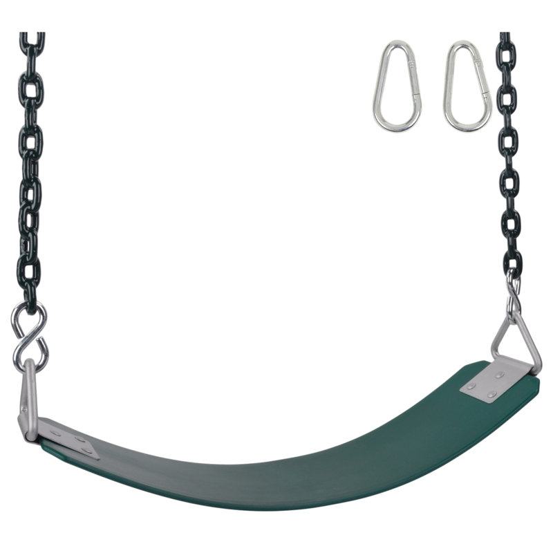 Commercial Rubber Belt Seat with 8.5 Ft. Coated Chain, Green