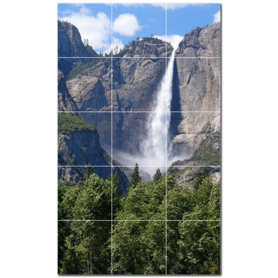 Carrelage mural décoratif photo 36 "x 60" cascade en céramique PT501121: 12 "x 12" (ensemble de 15)