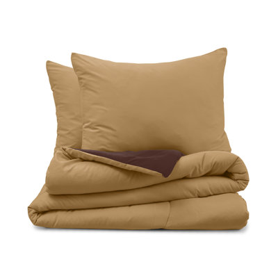 Martex Solid Color Reversible Comforter and Sham Bedding Set Super Soft Brushed Fabric