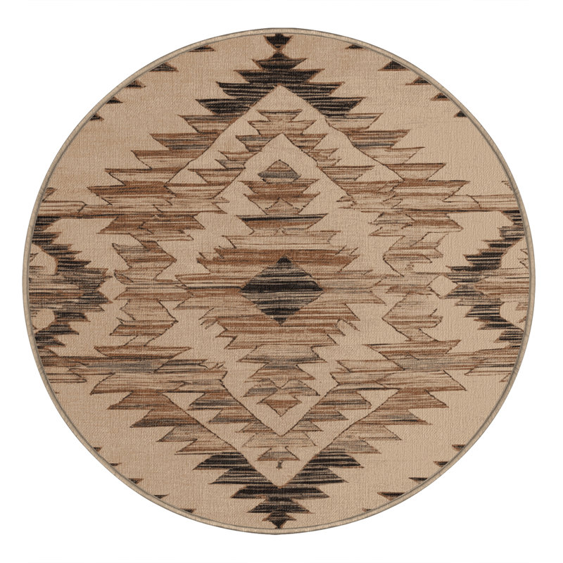 Tapis brun lavable à la machine, Rond 7 pi