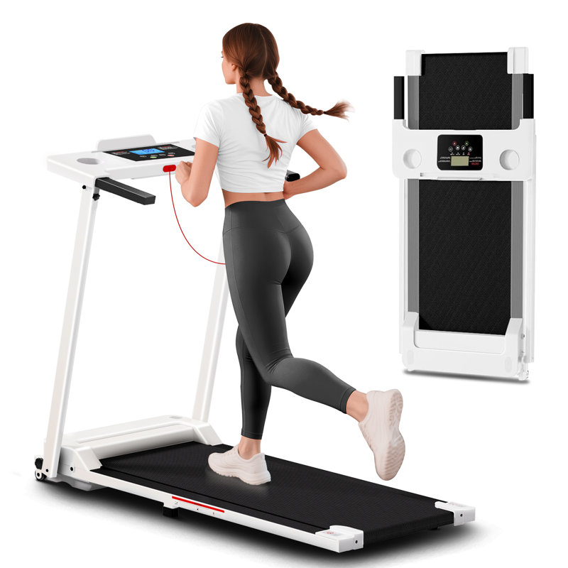 Tapis roulant pliable pour la maison, tapis roulant portable de 3,0 ch avec une capacité de poids de 300 lb pour la course à pied, blanc