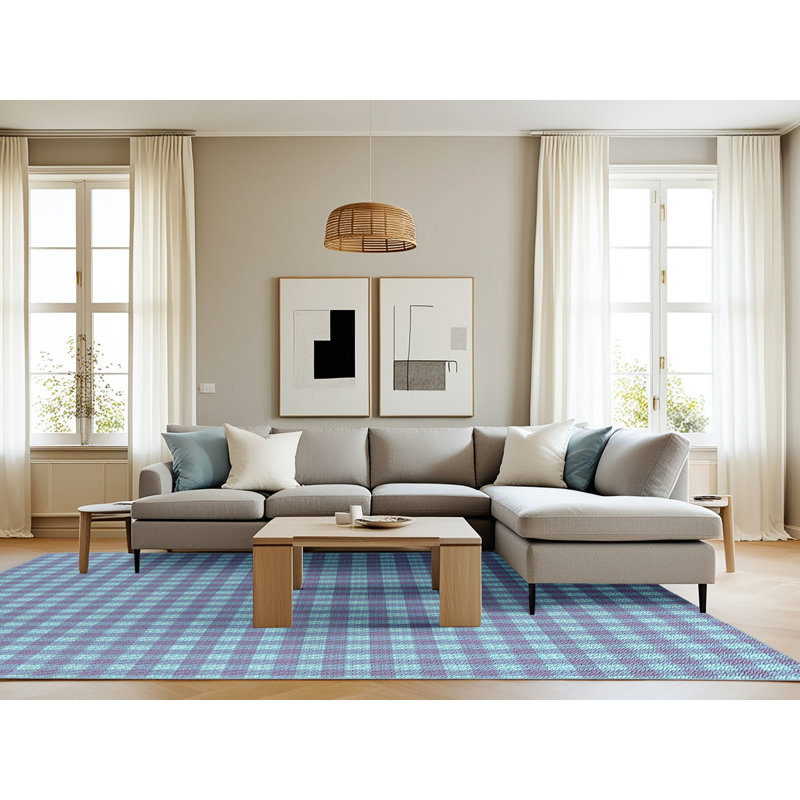 Tapis 100% à motifs lavables à la machine 2989 Pat692-LBLU, Rectangle 8 pi x 12 pi