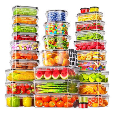 60 contenants alimentaires hermétiques pour PCS (30 + 30 couvercles) - sans fuite BPA / PVC + étiquettes et stylos supplémentaires - vont au micro-ondes