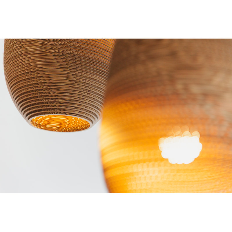 Scraplights Recycled Cardboard Pendant Light - Drop, 18" H x 10" W x 10" D, Natural