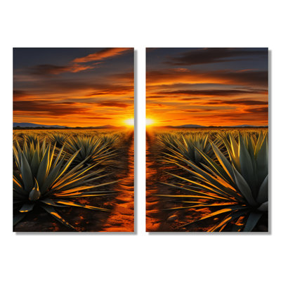 «Orange teint», art mexicain vert Téquila Sunrise - art mexicain encadré, ensemble d'art mural orange