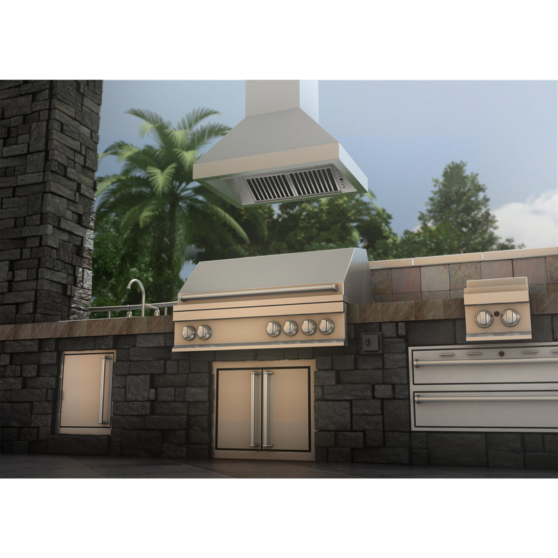 48" Professional 500 CFM Ducted Island Range Hood in Brushed 430 Stainless Steel