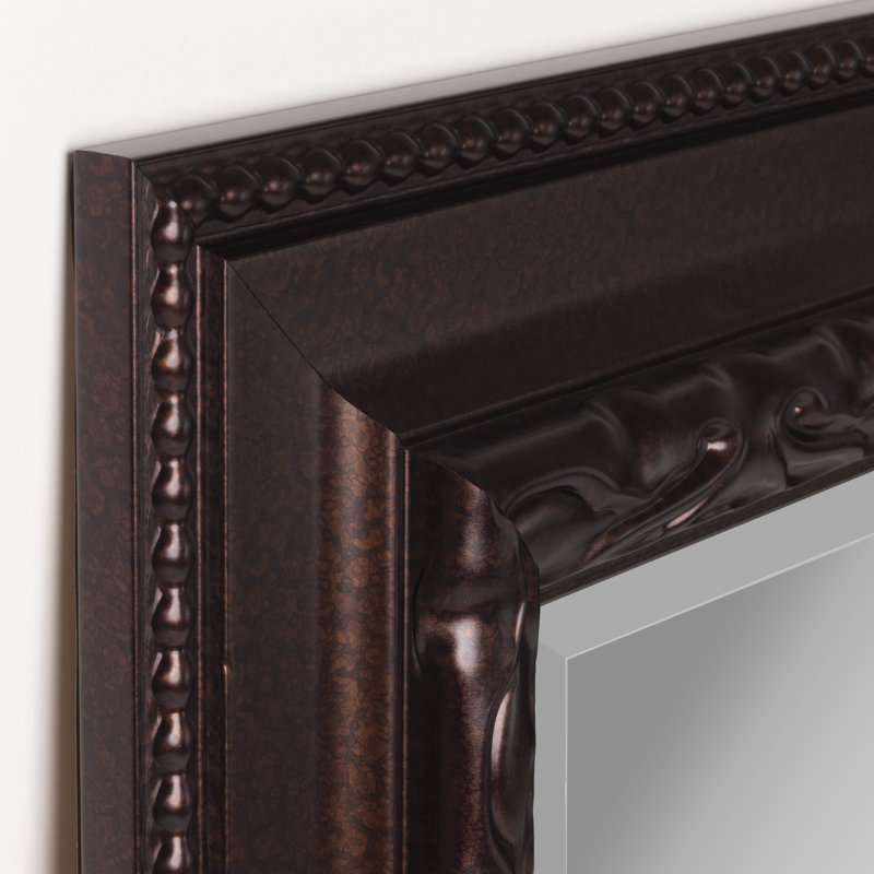 Addyson 36x30" Antique Dark Brown Embossed Beveled Vintage Decorative Wall Mirror Accent for Entryway, Living Room, Bathroom