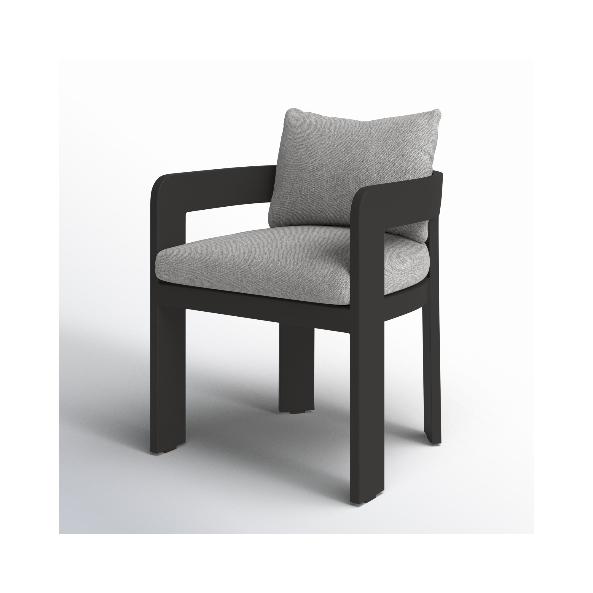 Fika Premium All-Weather Wicker Outdoor Dining Armchair with Cushion, Concha Fog/Dark Gray