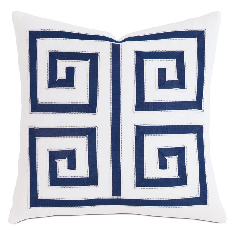 Alvin by Barclay Butera Square Pillow Cover & Insert, White/Geometric, 18"H x 18"W