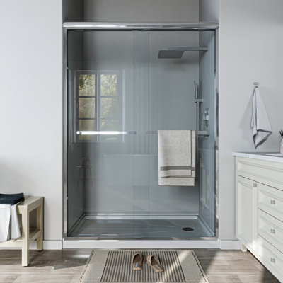 50"-54" W x 72" H Double Sliding Semi-frameless Shower Door with Two Handles