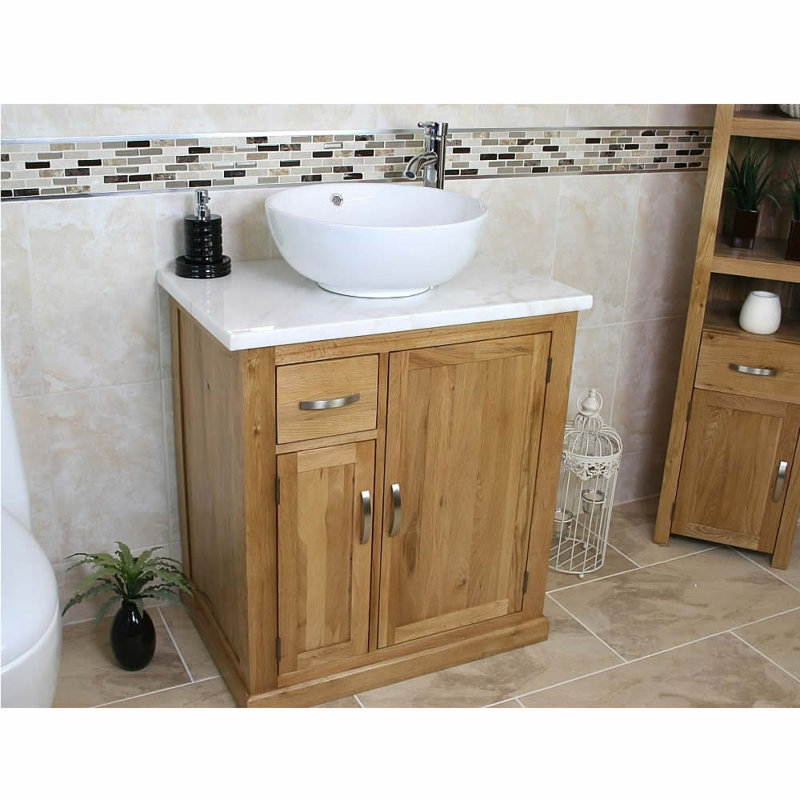 Degeorge 750mm Single Bathroom Vanity with Vessel Ceramic Basin, White