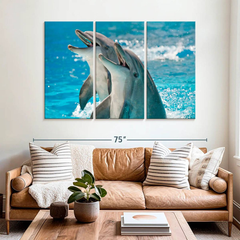 Brampt Excited Dolphins, 42" H x 65" W