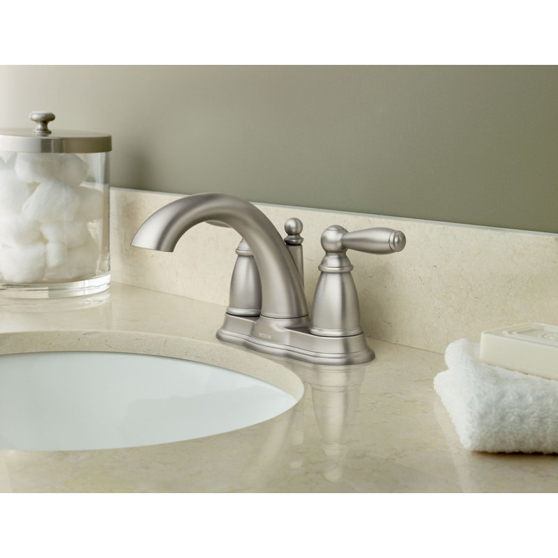 Moen Brantford Centerset Bathroom Faucet with Drain Assembly, Brushed Nickel