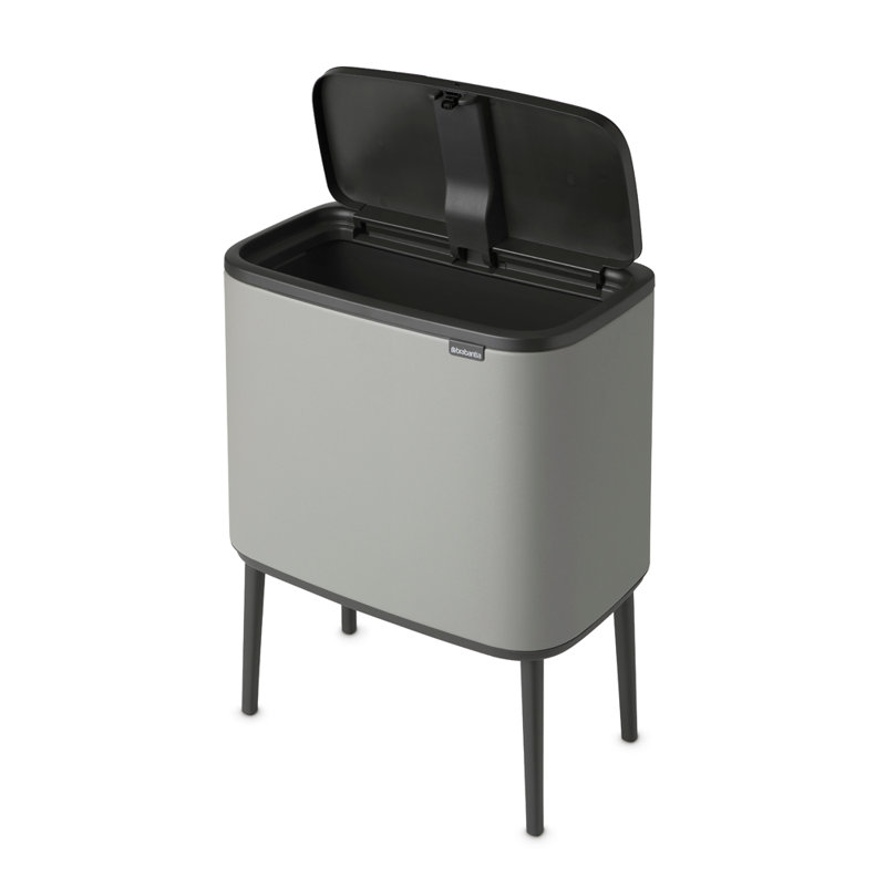 Brabantia Bo Touch Top Trash Can, 9.5 Gallon (36 Liter), Mineral Concrete Gray