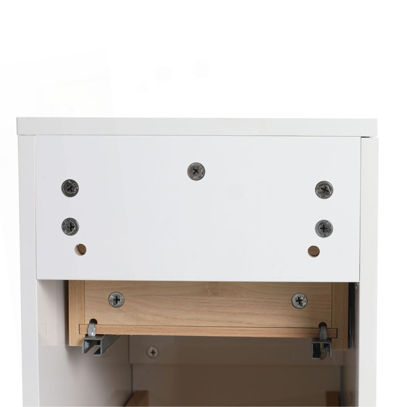 12" Bathroom Side Cabinet, 2-Soft Close Drawer, Float Mounting Design, Glossy White, 18.88" H x 17.94" W x 11.81" D