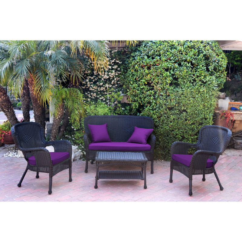 Ensemble de canapé avec coussins 4 pièces Bellas, Noir, Noir