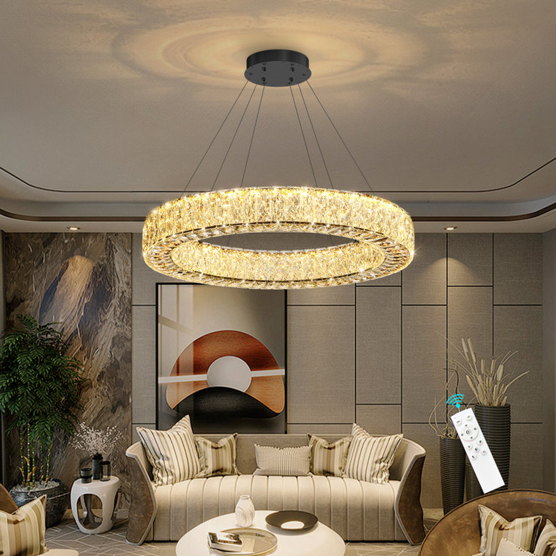 Lustre en cristal 32 pouces noir, 1 600 lumens, H 3,2 po x l 31,5 po x P 31,5 po